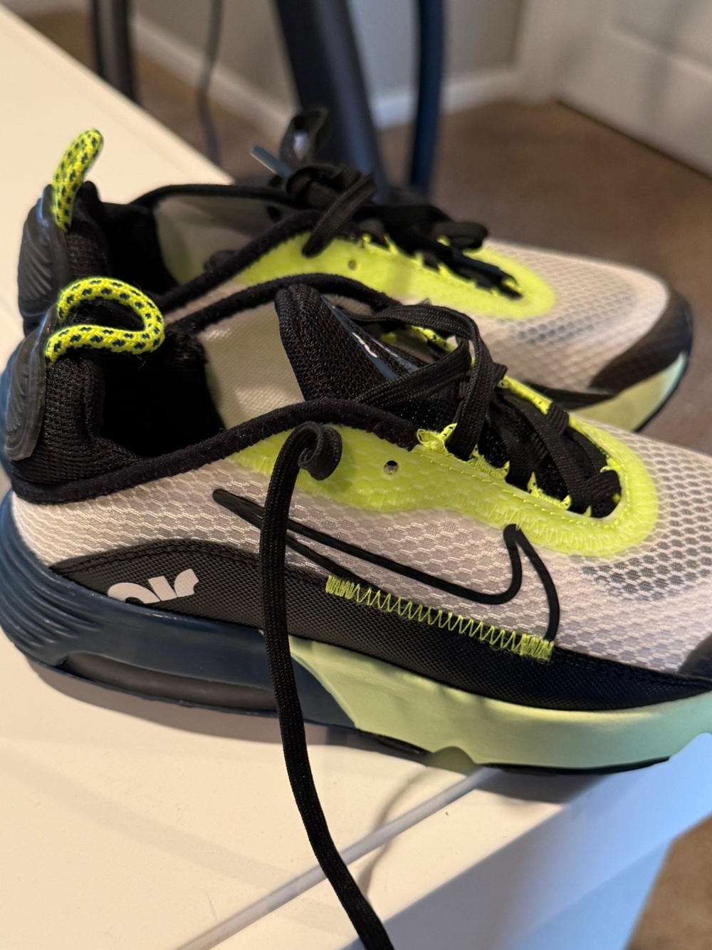 Nike Kids Neon Yellow, Black & White Athletic Sneakers - Picture 7 of 11